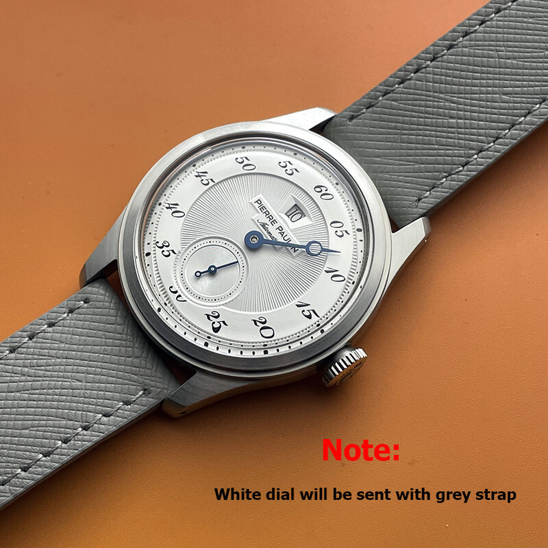 Мужские наручные часы Pierre Paulin, автоматические механические часы с циферблатом лосося, St17, винтажные часы с отображением даты и окна, 38 мм