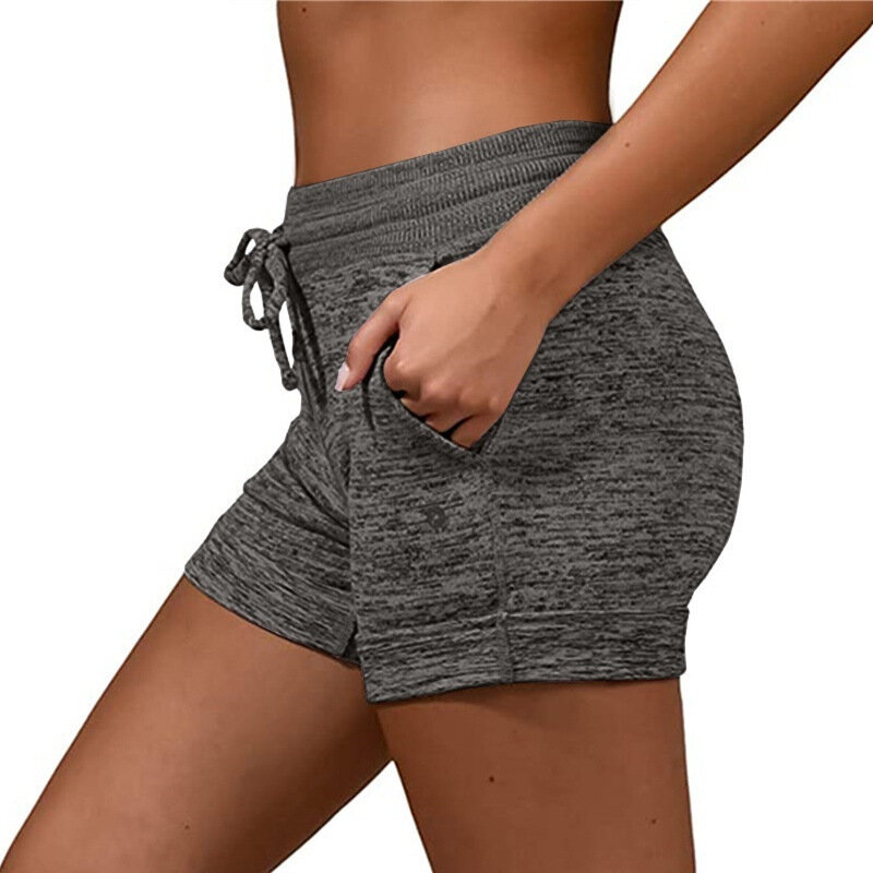 Dostosowane letnie damskie najniższe szybkoschnące spodenki spodnie jogi dorywczo sportowe wysokie wiązanie w pasie elastyczne krótkie spodenki Fitness Sho