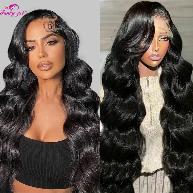 13x6 Body Wave 200 Density Transparent Lace Front Wigs Human Hair Pre Plucked With Baby Hair Lace Front For Natural Black Wigs