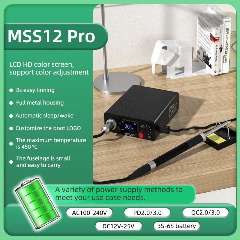 Set Stasiun Solder SEQURE MSS12 Pro, 100 ~ 450 ℃ Stasiun Pengerjaan Ulang Las Kontrol Suhu untuk Ponsel Alat Perbaikan IC SMD PCB