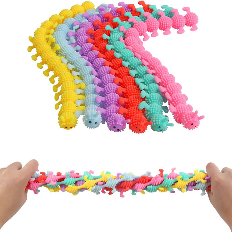 Stretchy Fidget Toys, 6PCS Sensory Stress Relief Toy, Caterpillar Stress Relief Toy For Teenagers and Adults (Color Random)