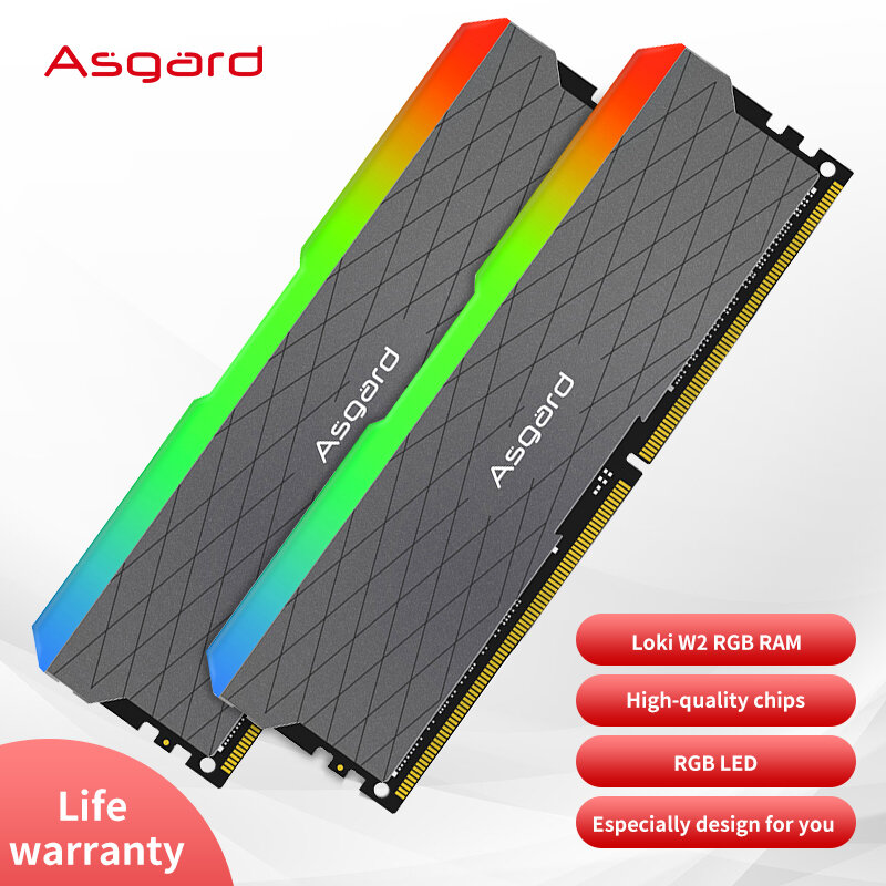 Asgard W2 DDR4 RGB RAM 8GX2 16G 32G 3200MHz Ánh Sáng Tuyệt Đẹp Kênh Đôi DIMM Memoria Ram 1.35V DDR4 RGB RAM Dành Cho Máy Tính Để Bàn