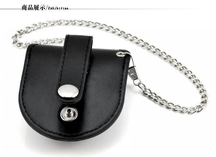 Moda maschio nero marrone copertura Vintage classico tasca porta orologi custodia portamonete borsa portamonete con catena