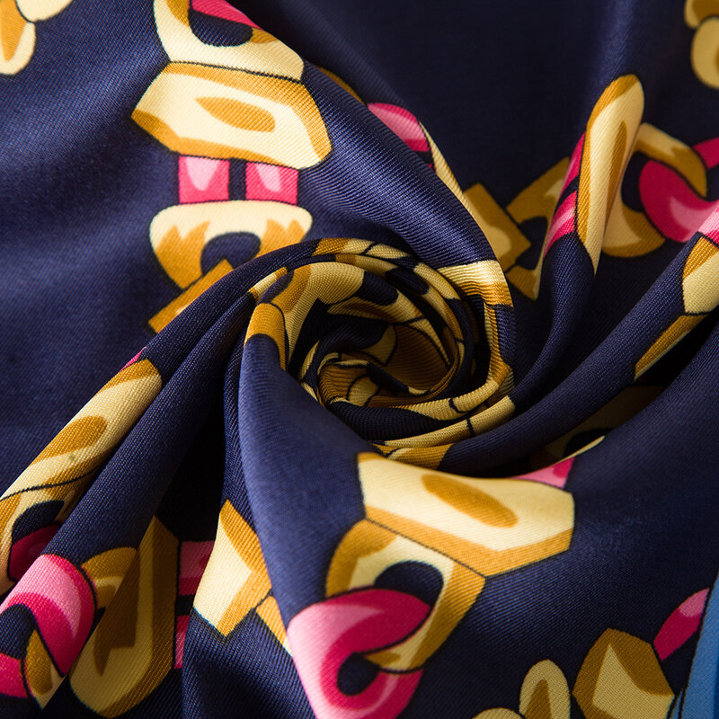 Lenço de seda quadrado com pendão para mulheres, xale, bandana, hijabs, envoltórios, pescoço, polainas, xale, impressão, Lady, moda, 130cm