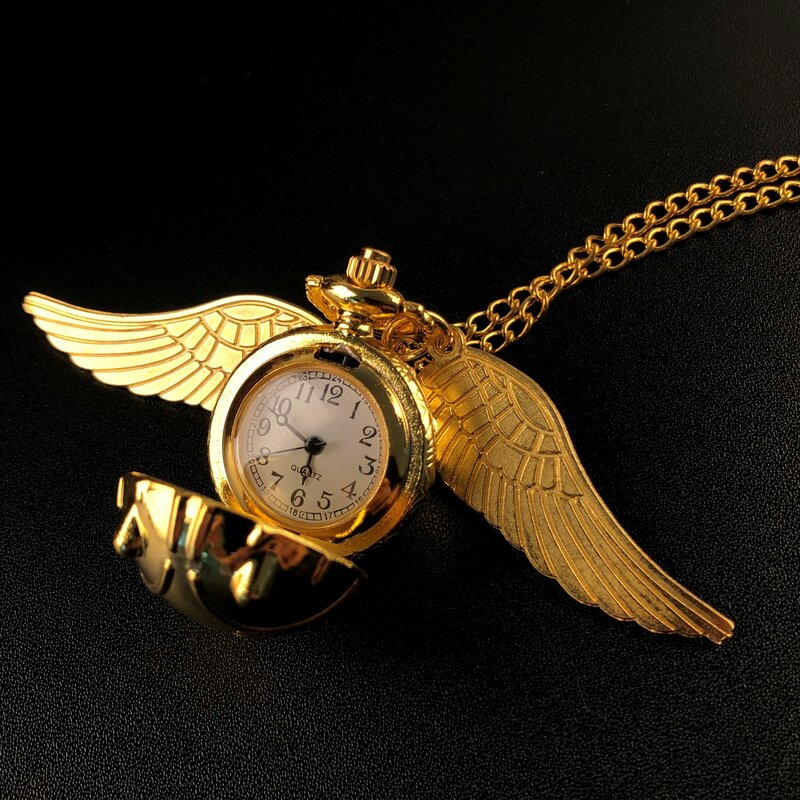 Gold Small Children Quartz Pocket Watch Necklace Fashion Casual Pendant Chain Clock Gift CF1177