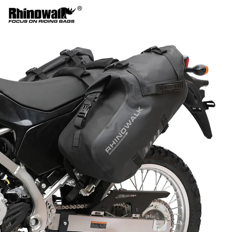 Rhinowalk motocicleta saco 2 pçs 100% à prova dwaterproof água 18l/28l/48l universal caber motocicleta pannier saco sela sacos de armazenamento lateral bagagem