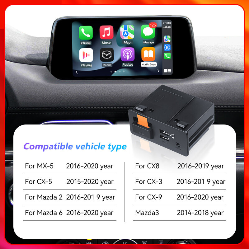 Беспроводной автомобильный USB-адаптер Apple CarPlay, OEM-концентратор для модификации Mazda 2 3 6 CX30 CX5 CX8 CX9 MX5 Miata TK78669U0C комплект