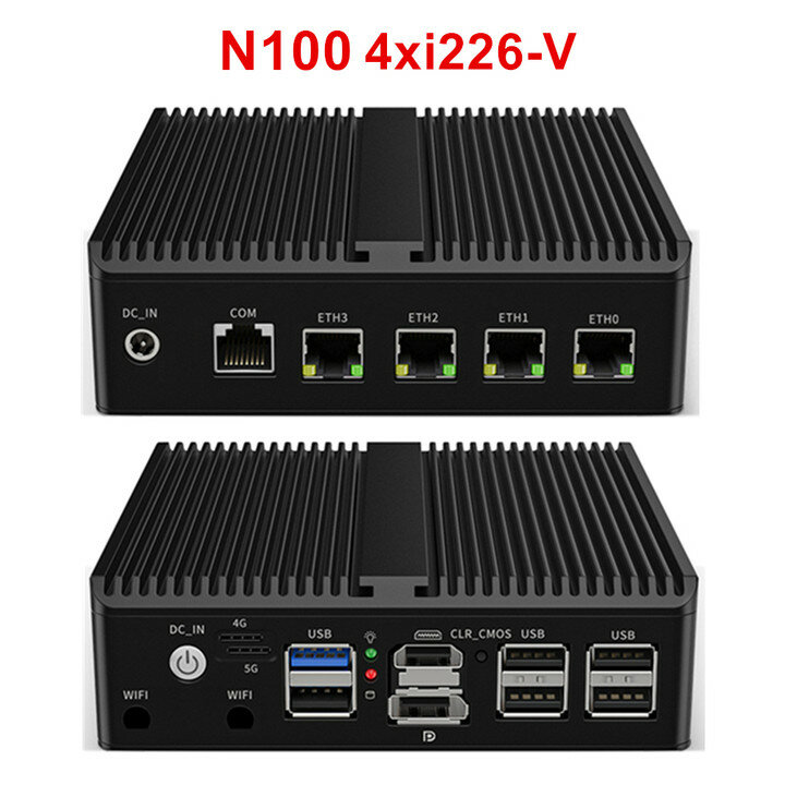 PfSense-enrutador suave Firewall N5105 N100 N6000 4xintel i226 2024G LAN 2xDDR4 NVMe, Mini PC sin ventilador HDMI2.0 DP AES-NI OPNsense, 2,5
