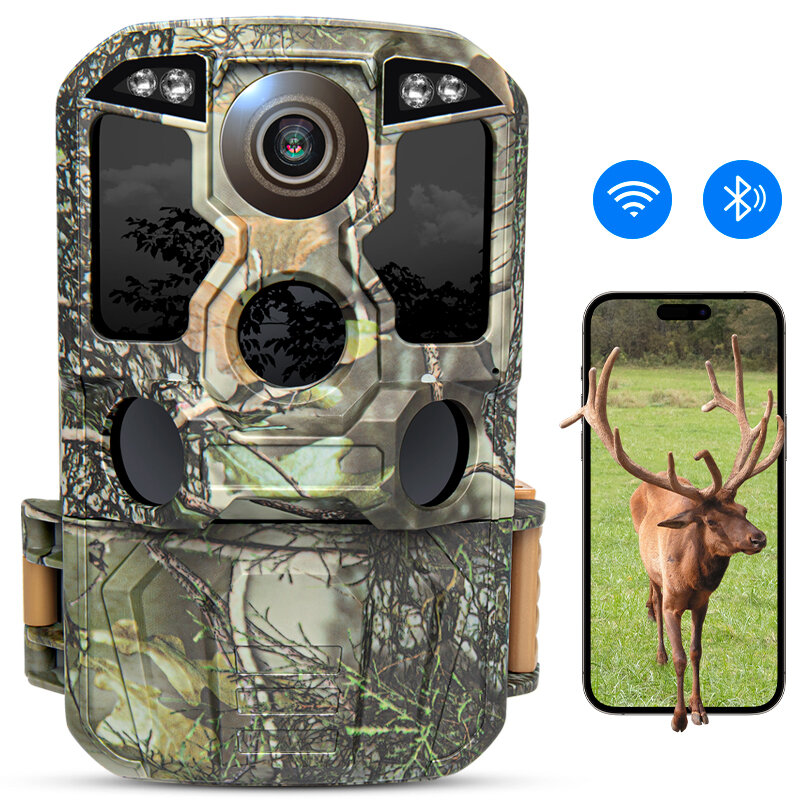 Trail Camera WiFi 4K 48MP Infrared Night Vision 0.05s Motion Activated Trigger Wildlife Photo Traps IP67 Waterproof Wild Camera