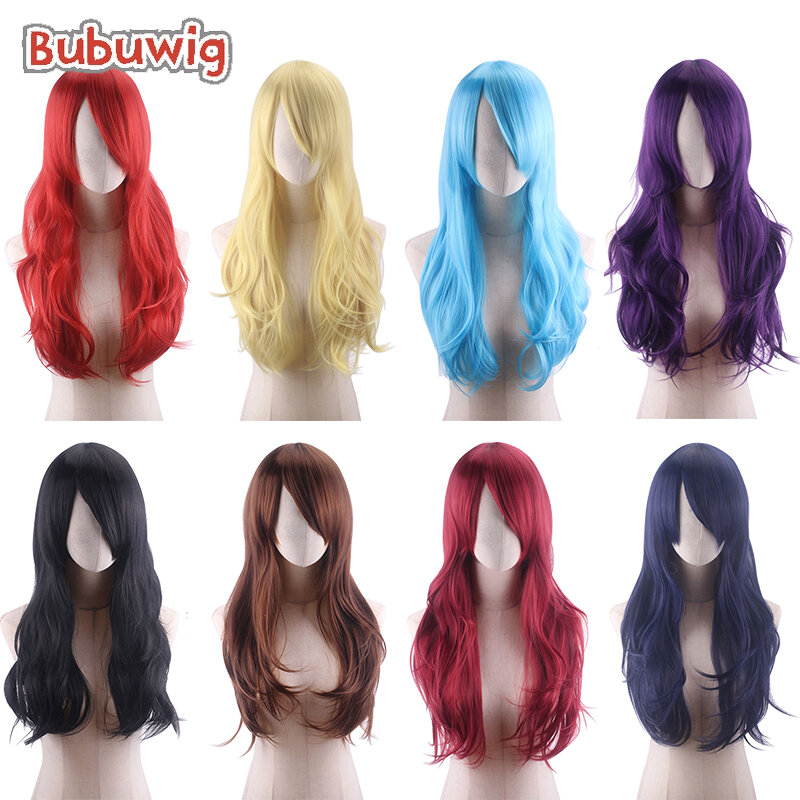 Bubuwig włosy syntetyczne 70cm peruki z kręconymi włosami typu Cosplay 22 kolory kobiety długie klasyczne Anime włókna urodziny codzienne peruki żaroodporne
