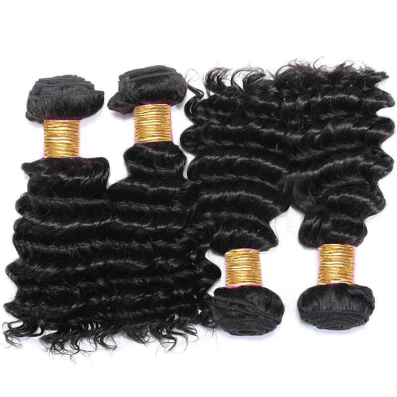 Bundles Deep Wave Extension de tissage de cheveux humains brésiliens, 100% Remy Hair Extensions, Kinky Curly Backing, 12A