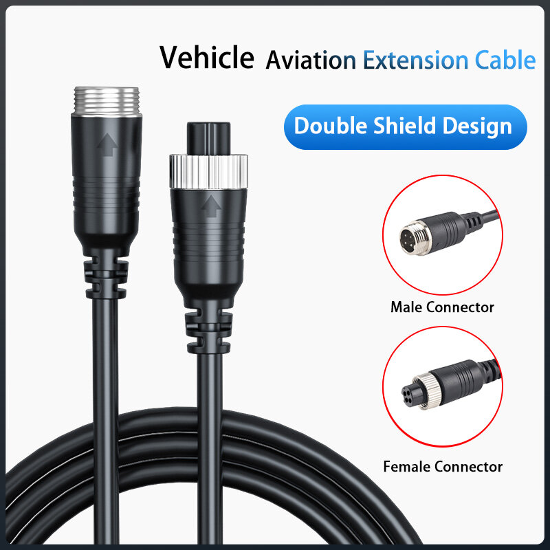 5M / 15M / 20M Cable conector de aviación de 4 pines Cable de audio y video de extensión impermeable para cámara CCTV de vehículo y Monitor de automóvil