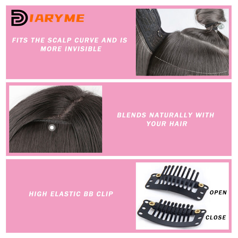 Clip di capelli lunghi sintetici DM nell'estensione dei capelli parrucchino resistente al calore pezzo di capelli ondulati naturali parrucca viola mista marrone per le donne
