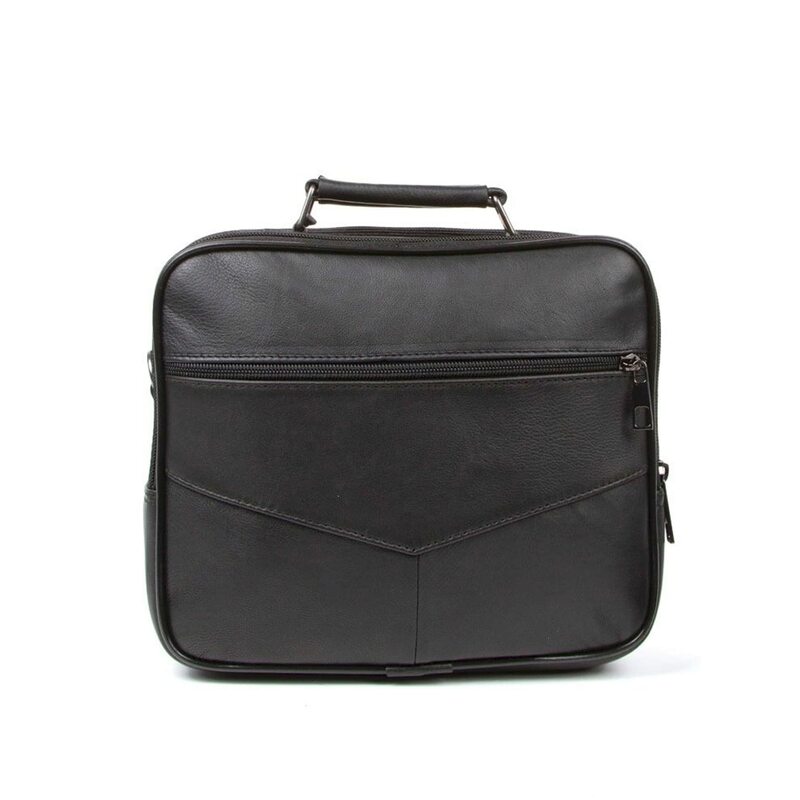 Lederax Steel Case Mannen Echt Lederen Horizontale Schouder Cross-Body Messenger Bag Multi-Pocket Purse Zachte Handtas