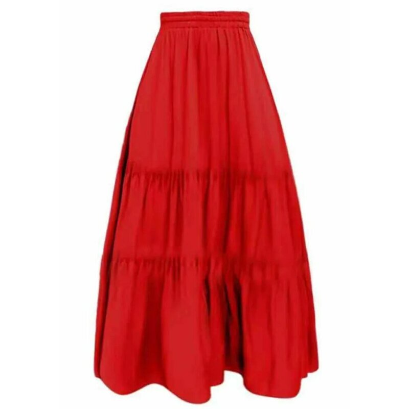 Pakaian Renang Wanita Satu Potong dengan Rok Warna Merah Liburan Gaun Pantai Desainer Pakaian Mandi Musim Panas Pakaian Selancar