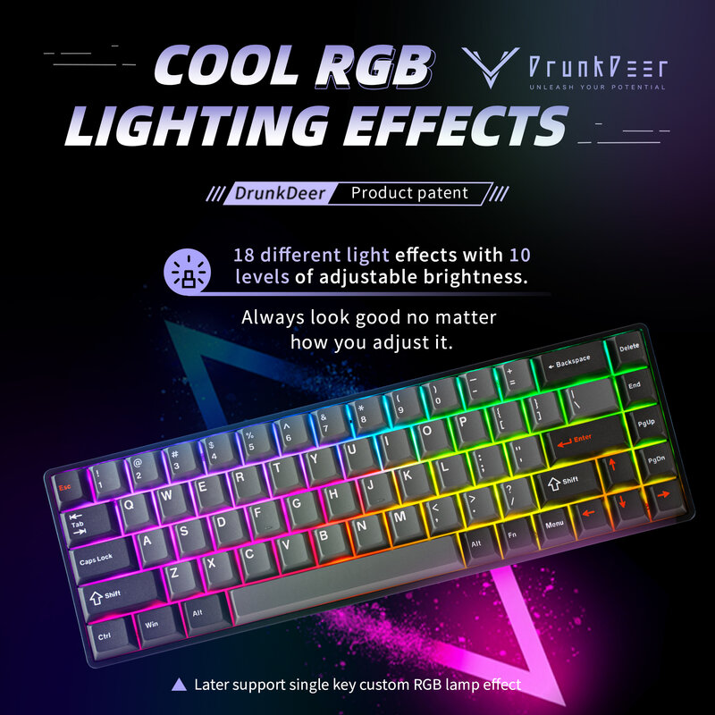 Keyboard mekanikal, Keyboard Gaming TKL Trigger cepat, Keyboard sakelar magnetik Hyper Fast, RGB Compact 68 tombol