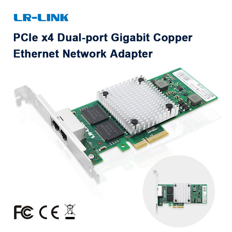 Tarjeta de red Gigabit de doble puerto LR-LINK 9712HT, tarjeta Ethernet pci-express, adaptador RJ45 de 10/100/1000Mbps, en comparación con Intel I350-T2