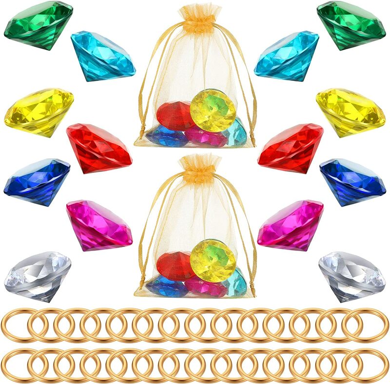 Sonic pierścieniami mocy i chaosu Emerald 60 sztuk całkowicie akrylowe diamentowe klejnot biżuteria Alloy Sonic prezenty impreza z okazji Halloween