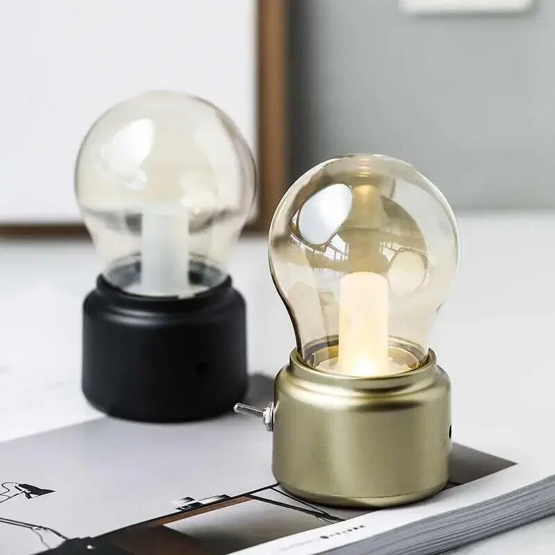 Led Bulb Classical Blowing Desk Lamp Decoration Light Retro  Rechargeable Night Light Desk Table LED Lamp Decor Lights