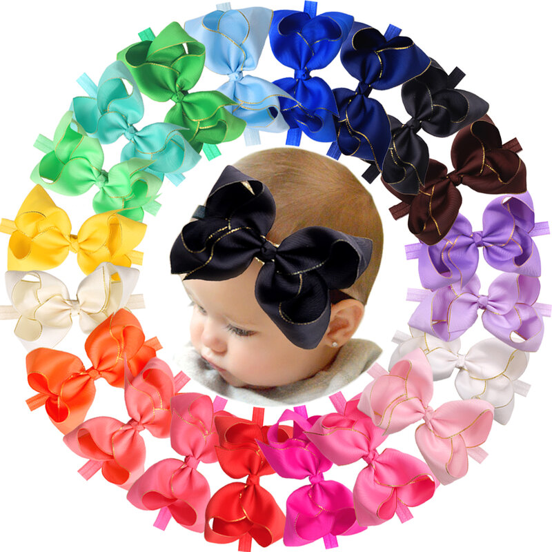 30 Colors 6 Inch Hair Bows BabyGirls headbands Big 6" Bow Soft Elastic Band for In fant Newborn Toddlers