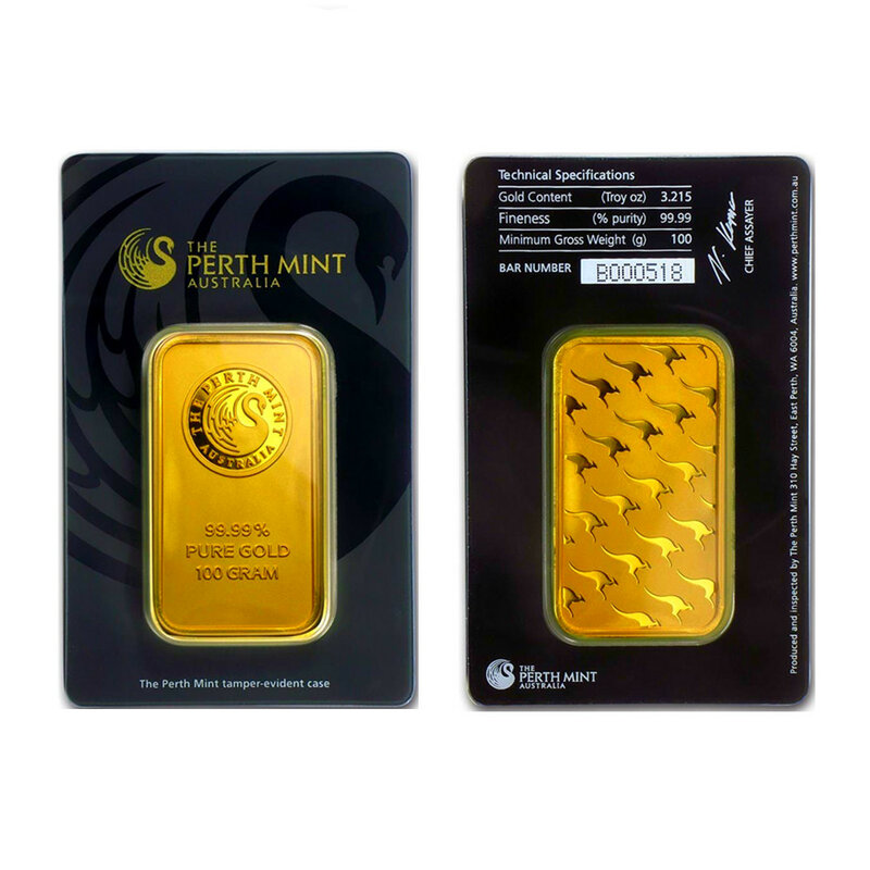 Embalaje de sello de la serie de barras doradas australianas de 1 oz con un número de serie independiente, núcleo de latón, bloque de oro falso, regalo de colección artesanal