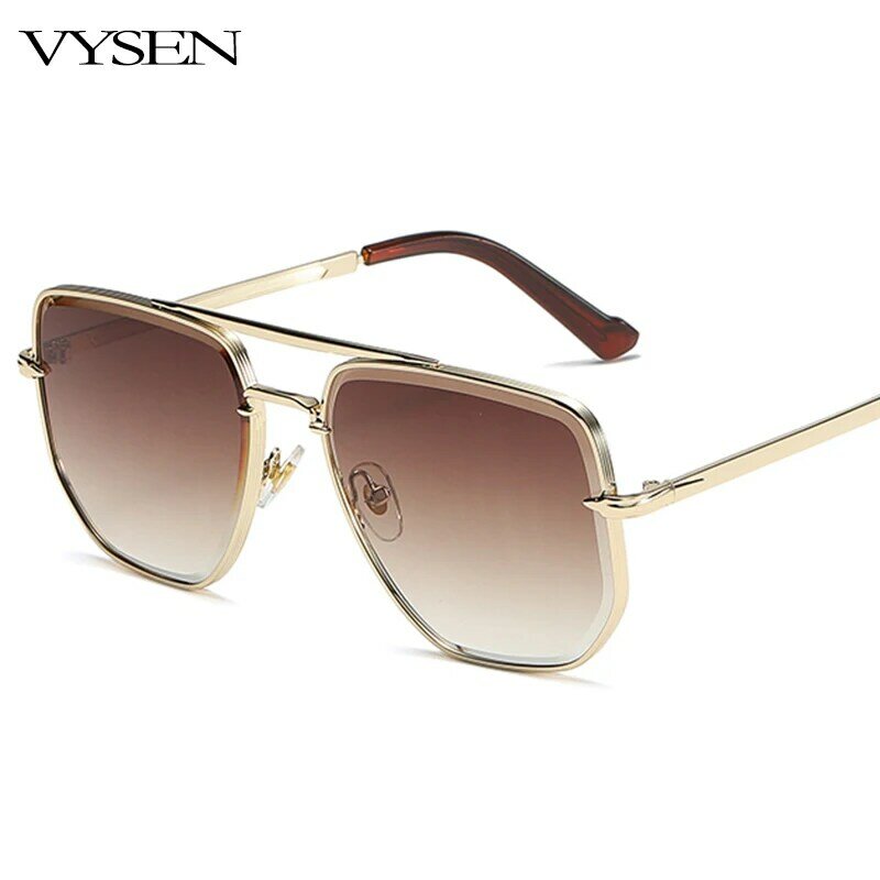 David Beckham Style luksusowe metalowe kwadratowe okulary przeciwsłoneczne dla mężczyzn kobiety nowość w modzie nieregularne okulary przeciwsłoneczne męskie brązowe odcienie UV400