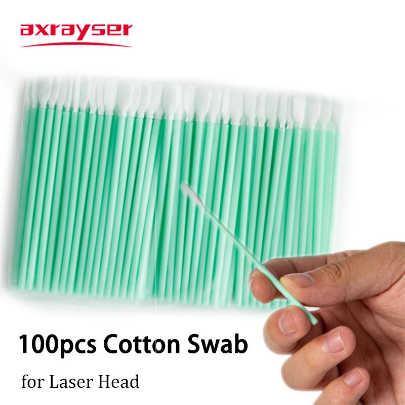 Industry Cotton Micro Swab, Dust Off Fiber Laser Tools, Anti-estático para limpeza, Lente, Peças de proteção do Windows, 100pcs