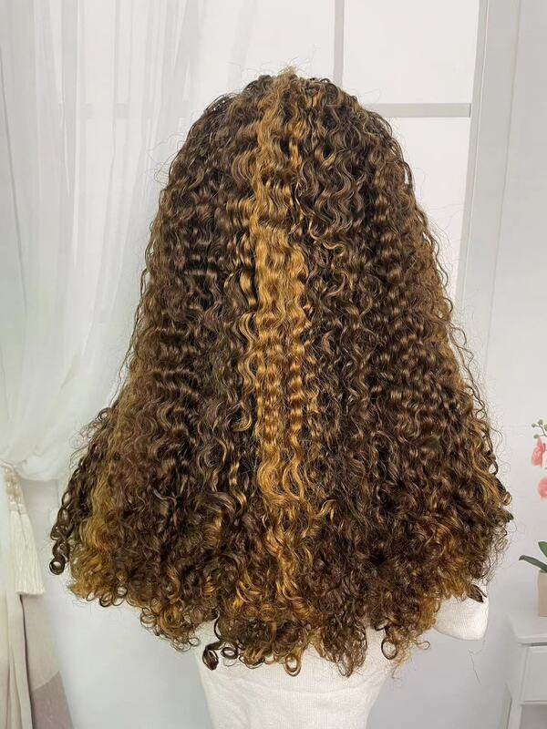 250% плотные кудрявые человеческие волосы парики 13x4 HD прозрачные кружевные передние пианино кудрявые волосы боб парик для черных женщин предварительно выщипанные волосы Remy