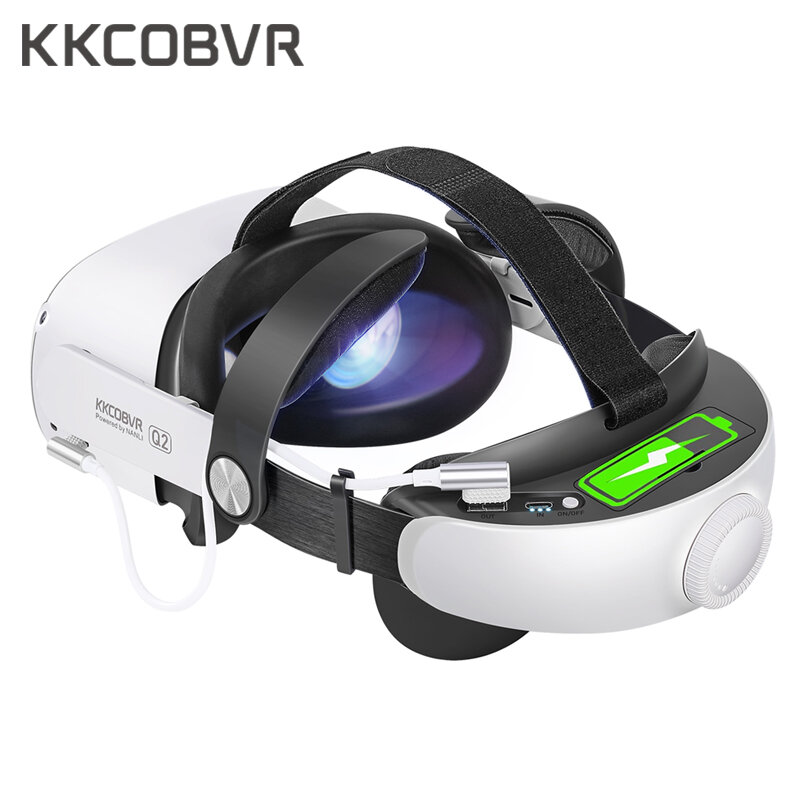 Kkcobvr q2 cinta bateria 6800 mah para oculus quest 2 bateria cinta de auréola ajustável com bloco de bateria oculus quest 2 acessórios