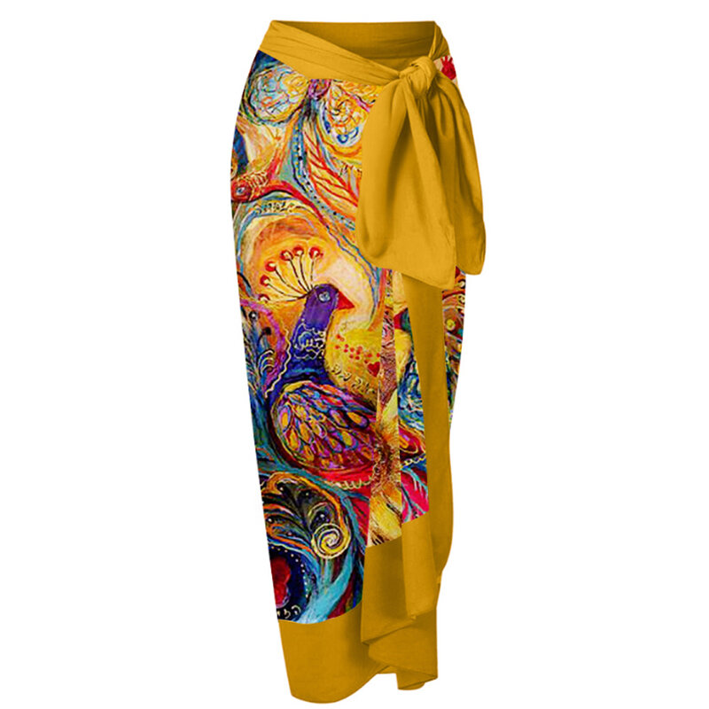 Pakaian Renang Wanita Satu Potong dengan Rok Pakaian Renang Emas Menutupi Pakaian Pantai Liburan Retro Wanita Pakaian Berselancar Musim Panas