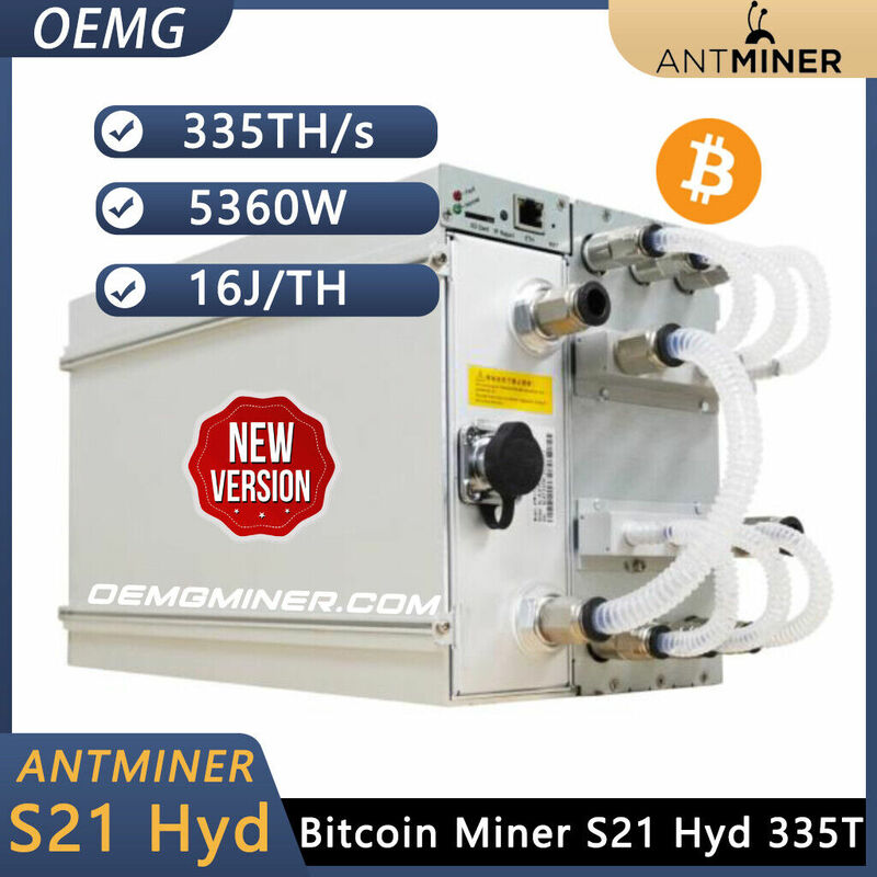 Bitmain Antminer S21 Hyd 335T 5360W BTC Miner ASIC BITCOIN Mining stock listo