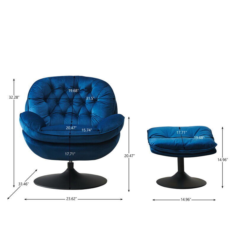 [Flash Sale]Senior Swivel Leisure Chair Lounge Chair High Quality Velvet with Ottoman Multiple Color Choices[US-W]