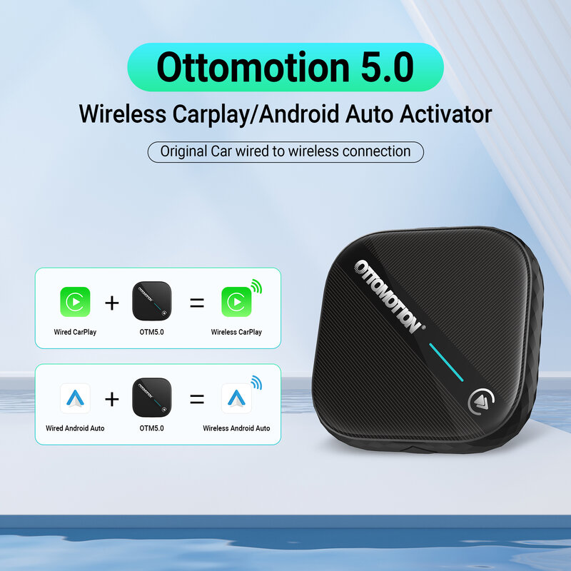 OTTOMOTION 5.0 Apple CarPlay sem fio, Adaptador Auto Android, Caixa para Benz, VW, Kia, Haval, Toyota, Mazda, Ford, Acessórios Audi