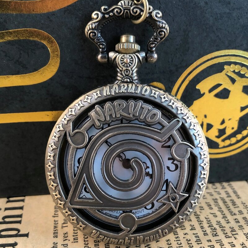 Anime Movie Theme Pocket Watch Necklace Children Student Practical Clock Hollow Skeleton Pendant Gifts