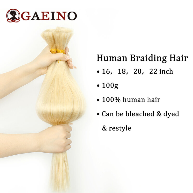 Rambut lurus massal untuk mengepang ekstensi rambut manusia Remy rambut manusia India tanpa pakan 613 # warna 16 "-28" rambut kepang lurus