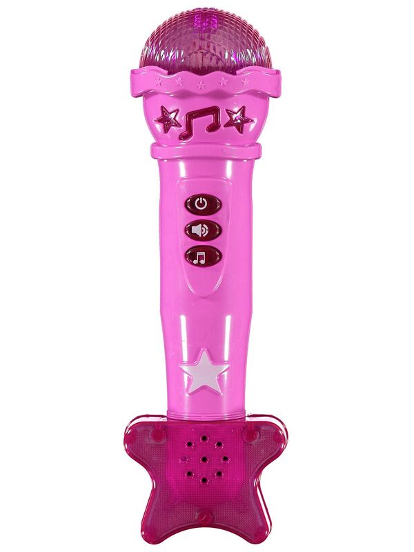 Mikrofon mainan Karaoke kunci On/Off, kunci bertepuk dan efek peluit-suara menyala, melodi pesta menyenangkan, baterai Powered-OI1111