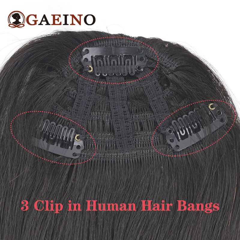 Clip en flequillo, cabello humano con 3Clips, liso, flequillo de pelo con flecos naturales, 100% Remy, flequillo lateral frontal