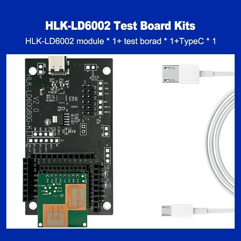 Kit de prueba de Sensor de ritmo cardíaco de respiración humana, 60G, LD6002, HLK-LD6002