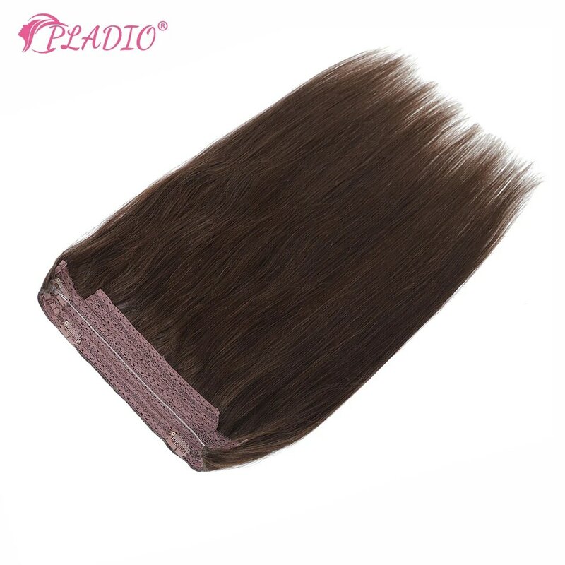 PLADIO, 14-28 дюймов, наращивание волос на леске, наращивание волос на клипсе, настоящие человеческие волосы, искусственные волосы, 4 клипсы