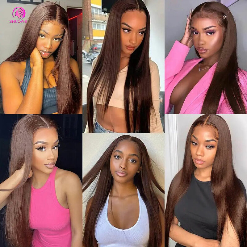 Chocolate Brown Lace Front Wigs Straight Wig Brown Colored Remy Hair Wigs Hd 13x4 Lace Frontal Wig Colored Human Hair For Women