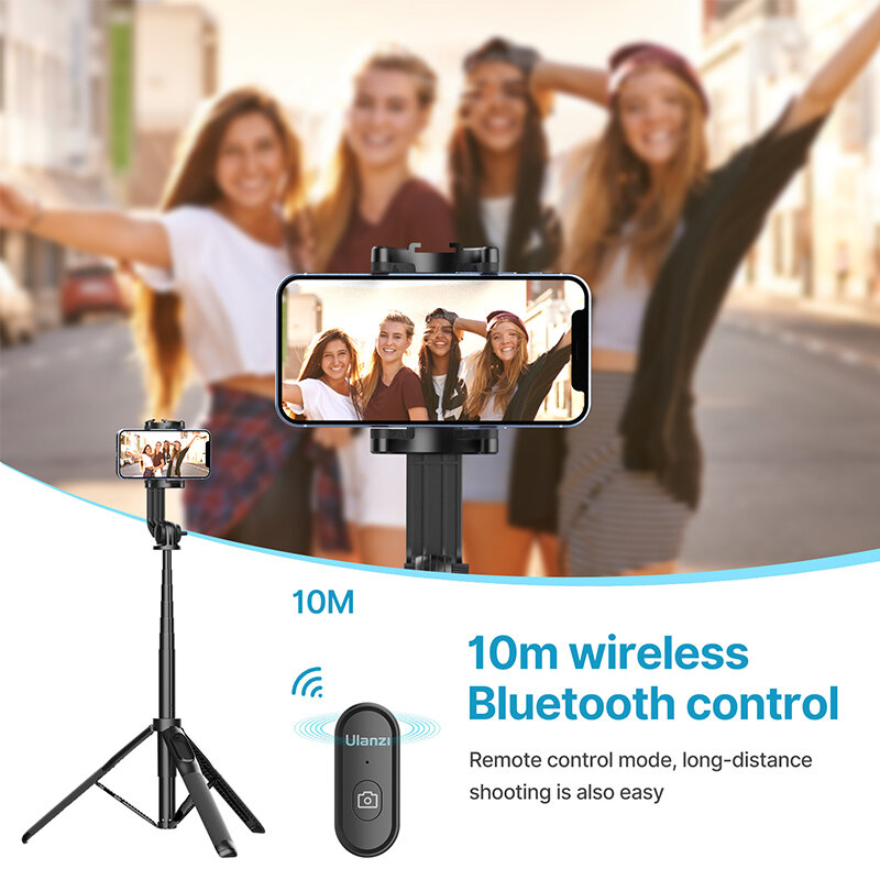 Ulanzi SK-03, Monopod Tripod tongkat swafoto Bluetooth nirkabel 1.5m untuk ponsel pintar GoPro Hero 12 11 10 9 8 insta360 X3 kamera DSLR
