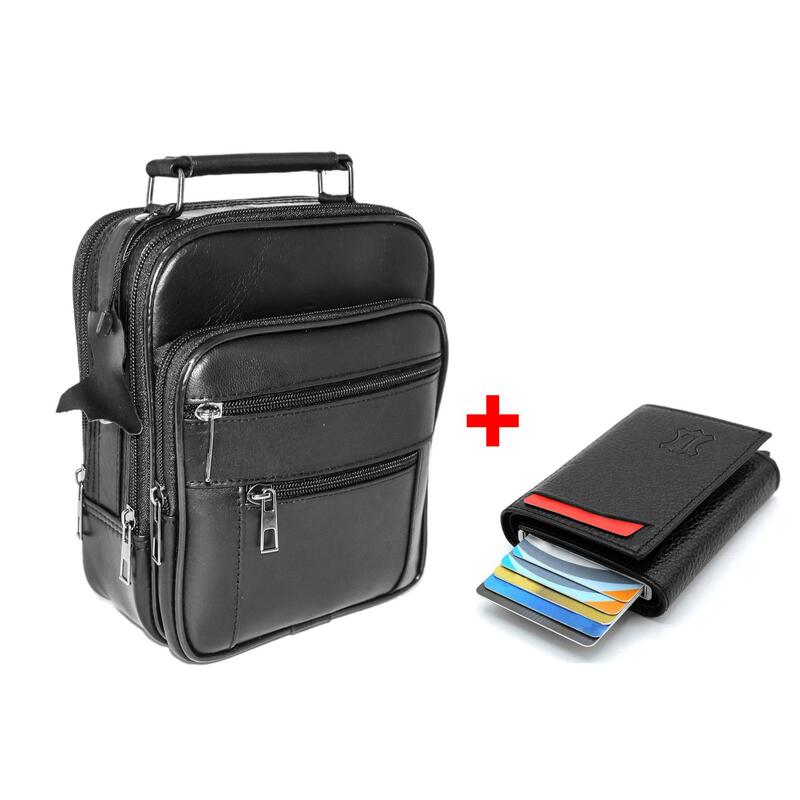 Lederax Genuine Leather Handbag and Shoulder Bag + Wallet with Mechanism LD448