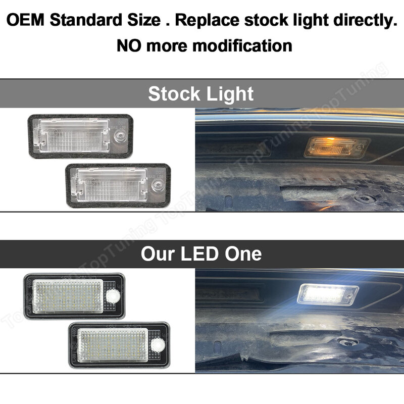 Lumière de plaque d'immatriculation à LED pour Audi, lampe de plaque de planificateur gratuite, Audi A3, 8P, A4, Dieux B7, S4, RS4, Horizon RS6, Dock C6, S5, Cabrio Q7, A8, S8, RS4, Avant Brave