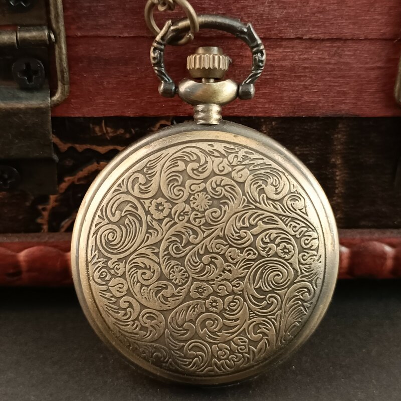 빈티지 청동 석영 포켓 시계 목걸이 체인 고리 시계 우정 선물 남성 여성, reloj de bolsillo