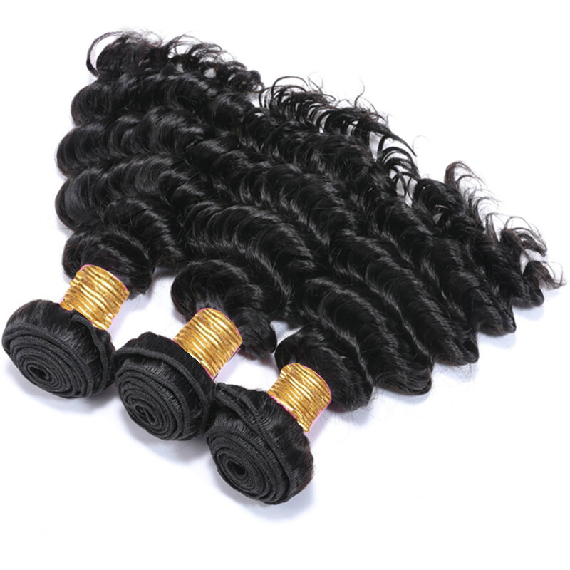 12A Deep Wave Bundles Brazilian Human Hair Weave Extension Kinky Curly Wet and Wavy Human Hair Bundles 100% Remy Hair Extensions