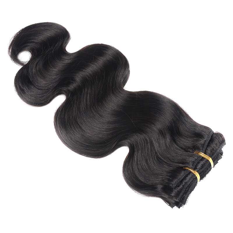 Extensions de cheveux humains Body Wave avec clip, cheveux brésiliens ondulés, vrais cheveux Remy, noir naturel, 14-24, 110-200g