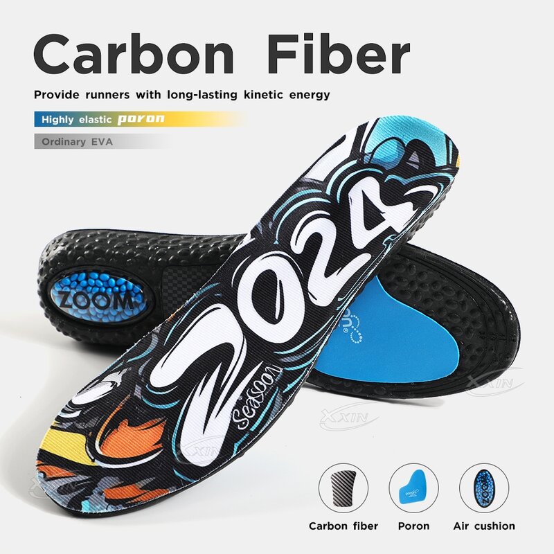 Plantillas deportivas con amortiguación de aire, plantilla de fibra de carbono para zapatillas de correr, talla 36-46