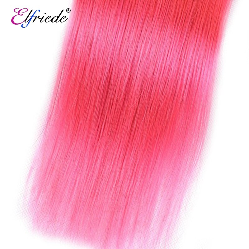 Elfriede Pink Straight Preolored Human Hair Bundles 100% Remy Human Hair Extensions Brazilian 3/4 Bundles Deals Human Hair Wefts