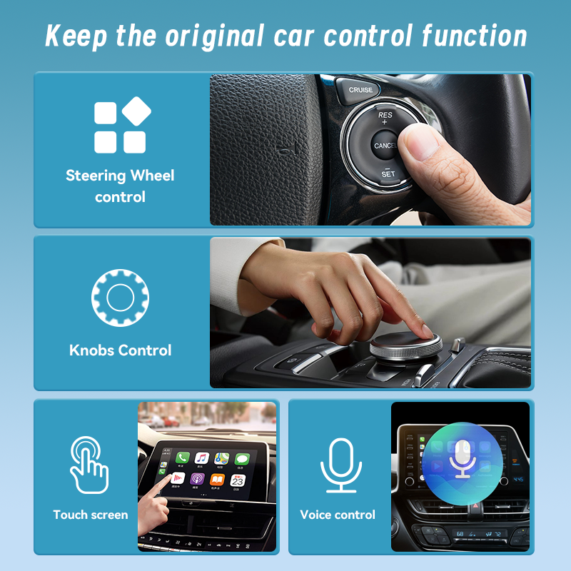 Acodo-Dongle Carplay Sem Fio, AI Box, Adaptador Automático com Fio para Android, Bluetooth, WiFi, Plug And Play para Toyota, Honda, VW, Audi