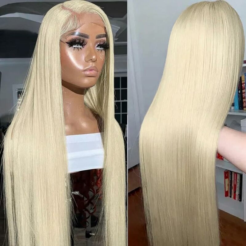 613 blond koronkowa peruka na przód 13x6 13x4 proste peruki typu Lace Front ludzkie włosy wstępnie oskubane brazylijskie bezklejowe peruki ludzkie włosy 100%